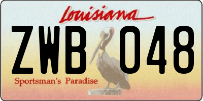 LA license plate ZWB048