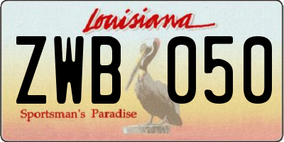 LA license plate ZWB050