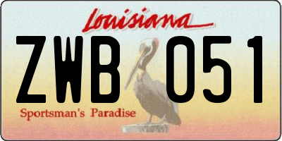 LA license plate ZWB051