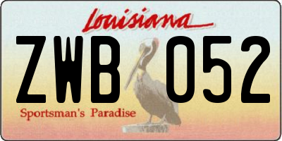 LA license plate ZWB052