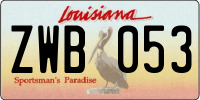 LA license plate ZWB053