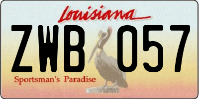 LA license plate ZWB057