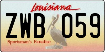 LA license plate ZWB059