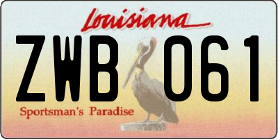 LA license plate ZWB061