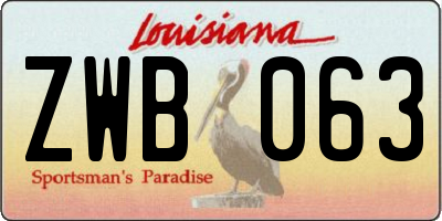 LA license plate ZWB063