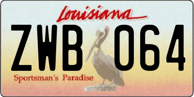 LA license plate ZWB064