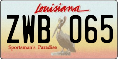 LA license plate ZWB065