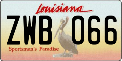 LA license plate ZWB066