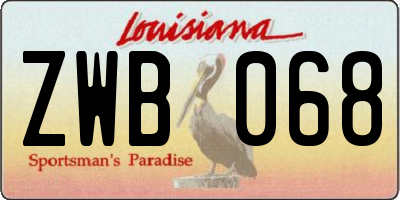 LA license plate ZWB068