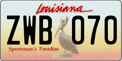 LA license plate ZWB070
