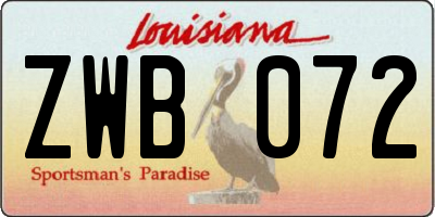 LA license plate ZWB072