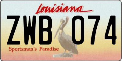 LA license plate ZWB074