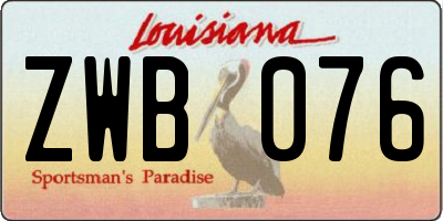 LA license plate ZWB076