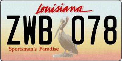 LA license plate ZWB078