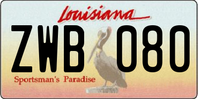 LA license plate ZWB080