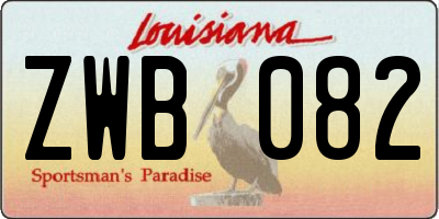LA license plate ZWB082