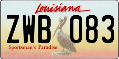 LA license plate ZWB083