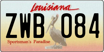 LA license plate ZWB084