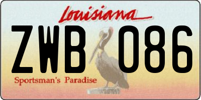 LA license plate ZWB086