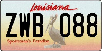 LA license plate ZWB088