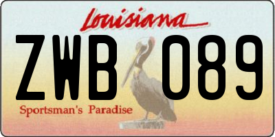 LA license plate ZWB089