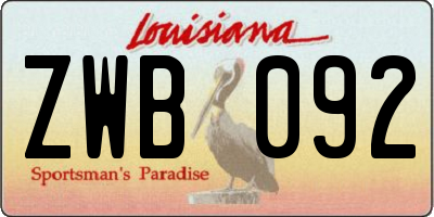 LA license plate ZWB092