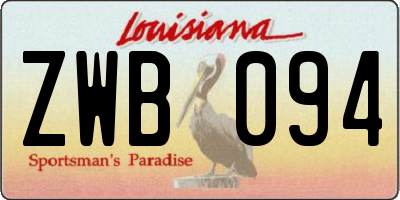 LA license plate ZWB094