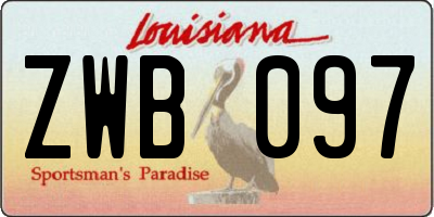 LA license plate ZWB097