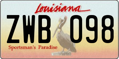 LA license plate ZWB098