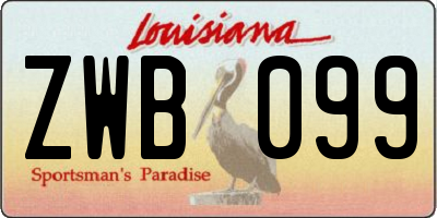 LA license plate ZWB099