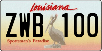 LA license plate ZWB100