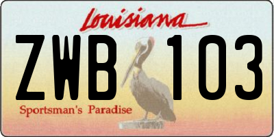 LA license plate ZWB103