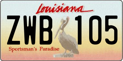 LA license plate ZWB105