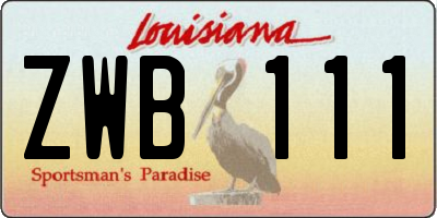 LA license plate ZWB111