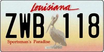 LA license plate ZWB118