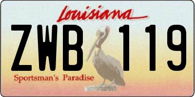 LA license plate ZWB119