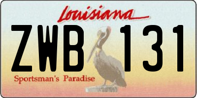 LA license plate ZWB131