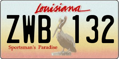 LA license plate ZWB132