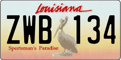 LA license plate ZWB134