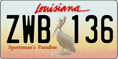 LA license plate ZWB136