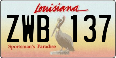 LA license plate ZWB137