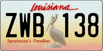 LA license plate ZWB138