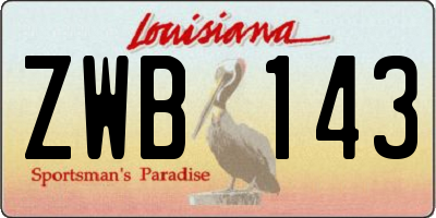 LA license plate ZWB143