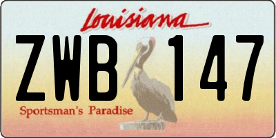 LA license plate ZWB147