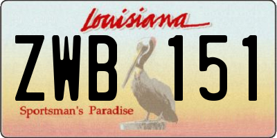 LA license plate ZWB151