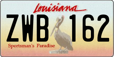 LA license plate ZWB162