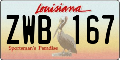 LA license plate ZWB167