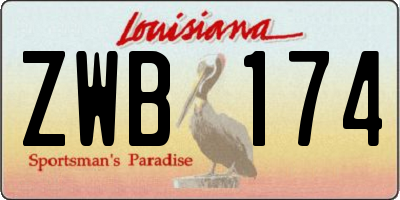 LA license plate ZWB174