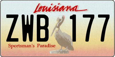 LA license plate ZWB177