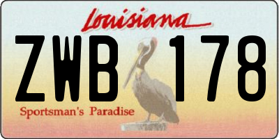 LA license plate ZWB178